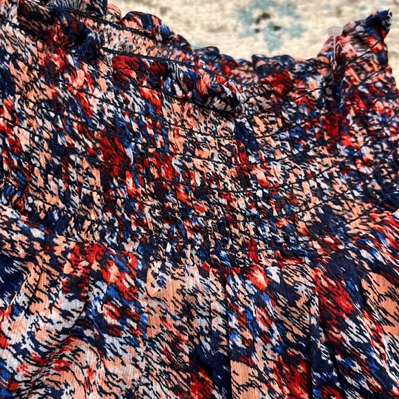 Banana Republic Blue Pink Ruffled Sleeveless Blouse - Picture 5 of 13